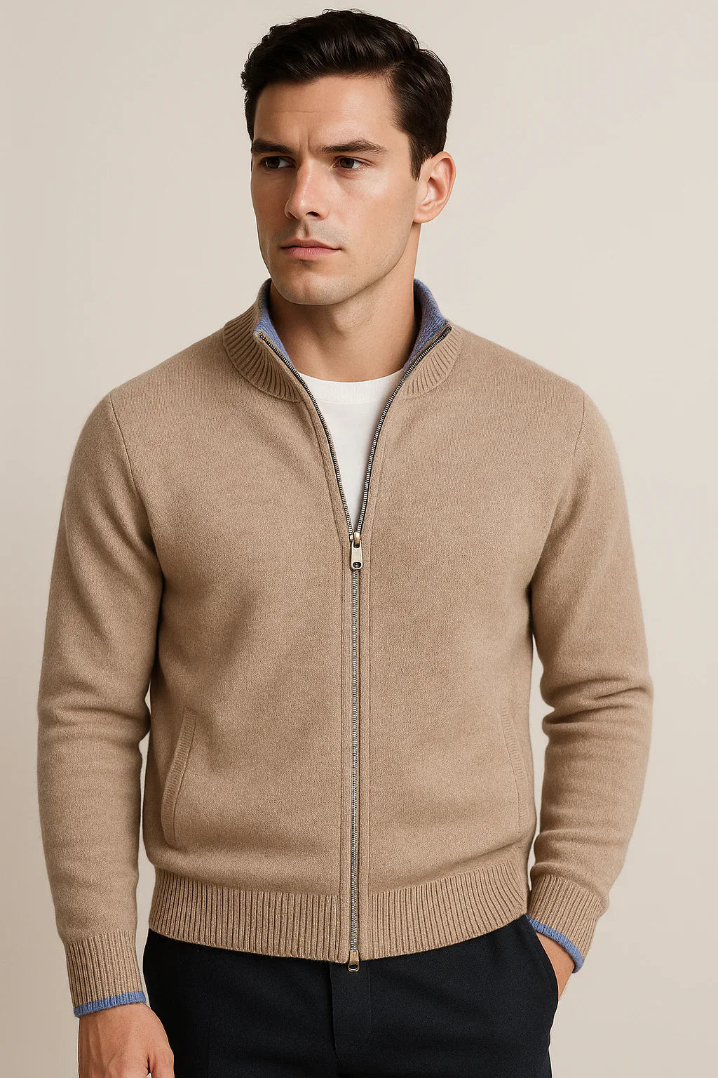 Classic Half Zip Beige