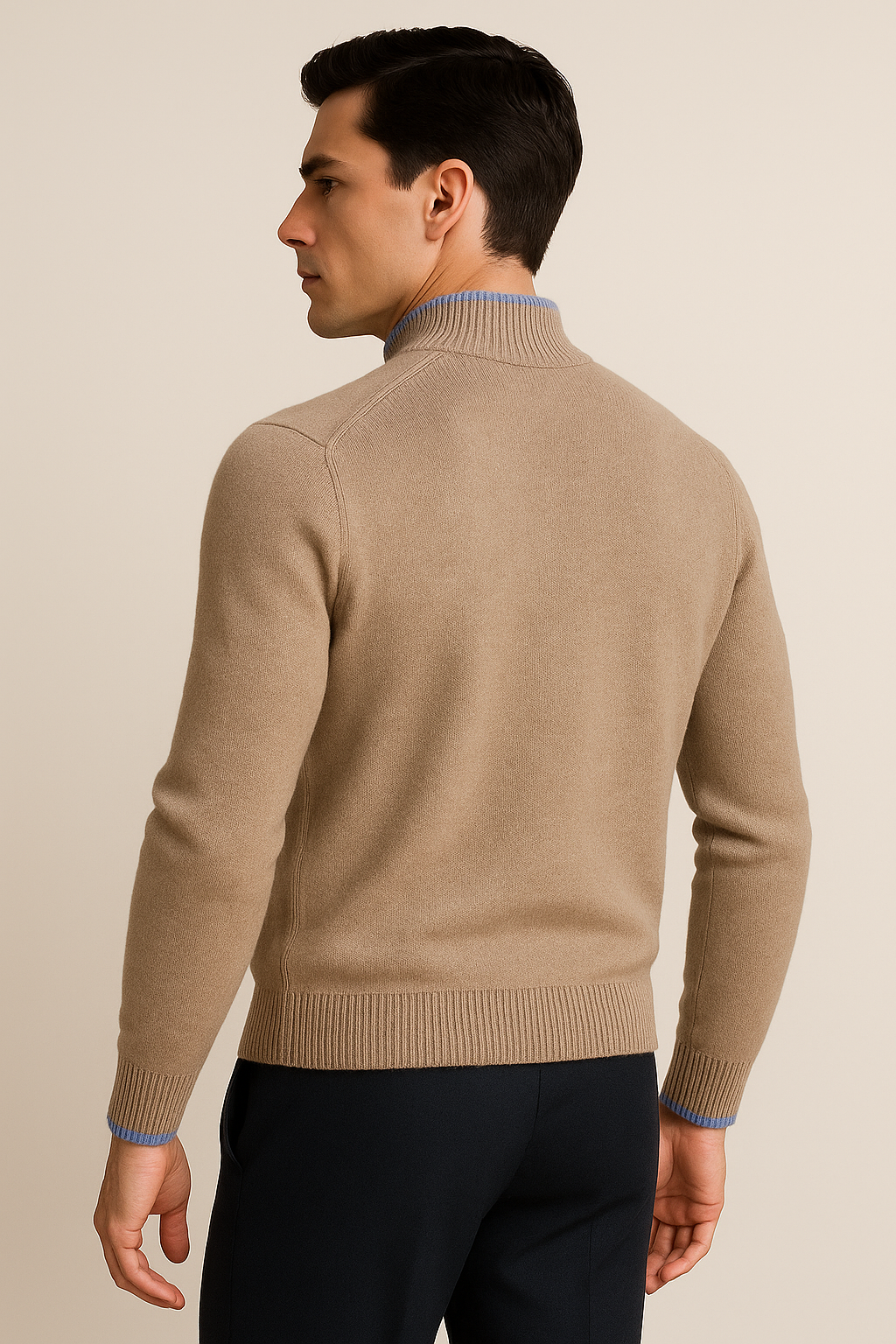 Classic Zip Cardigan Beige