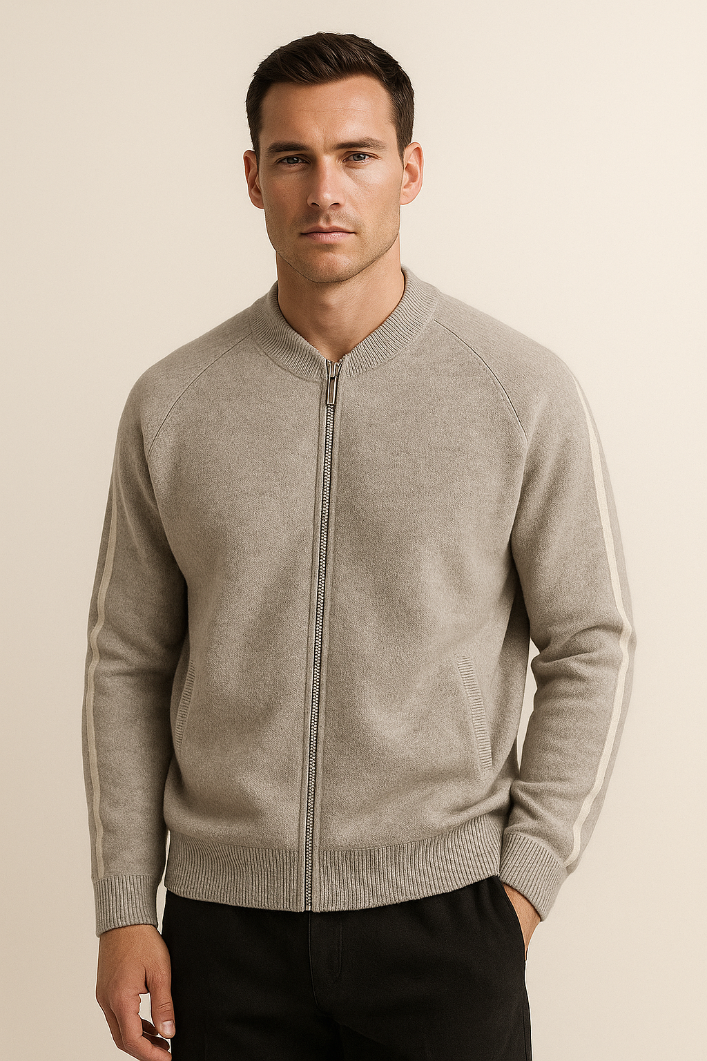 espyral Cashmere Zip Knit Grey