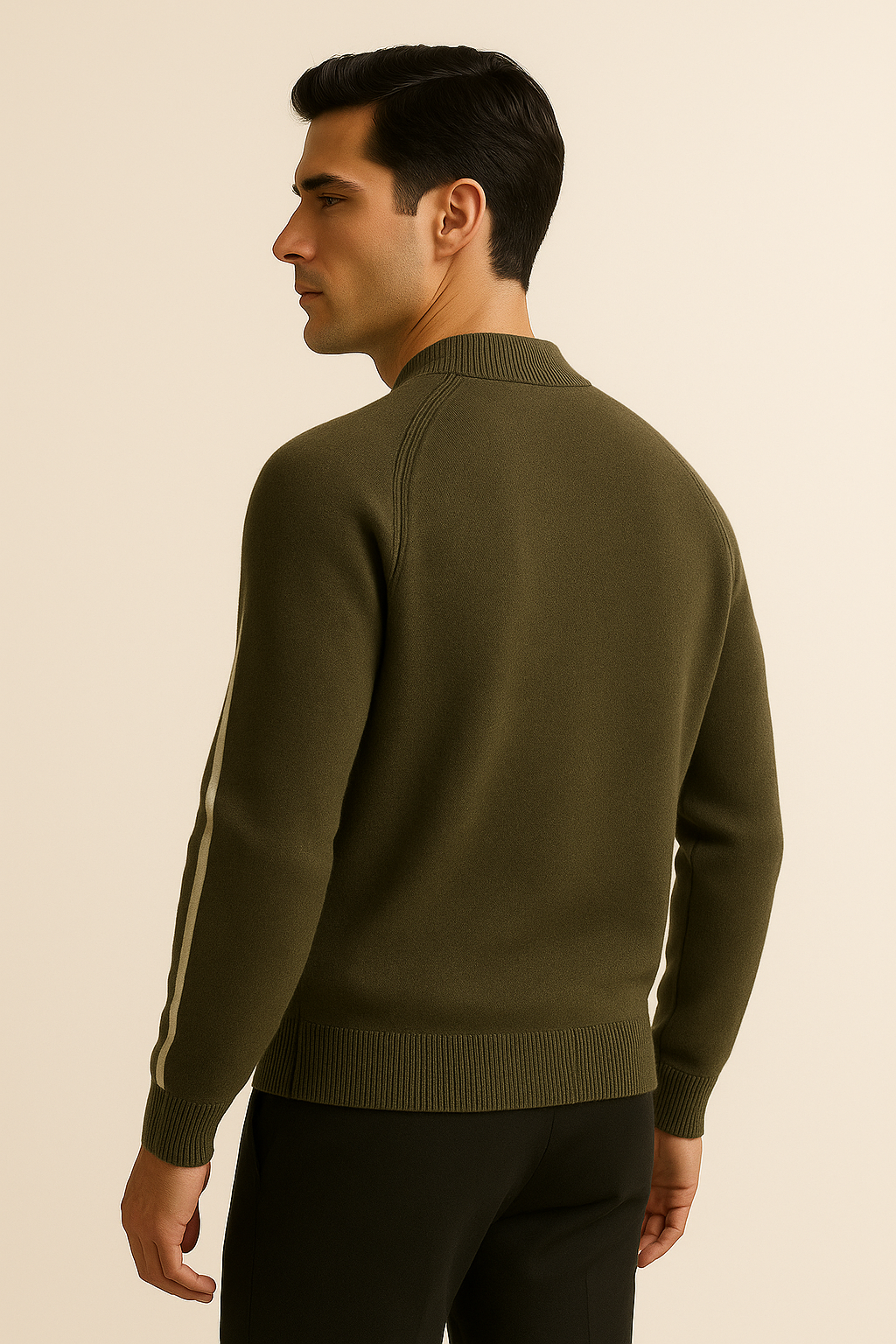 espyral Cashmere Zip Knit Olive