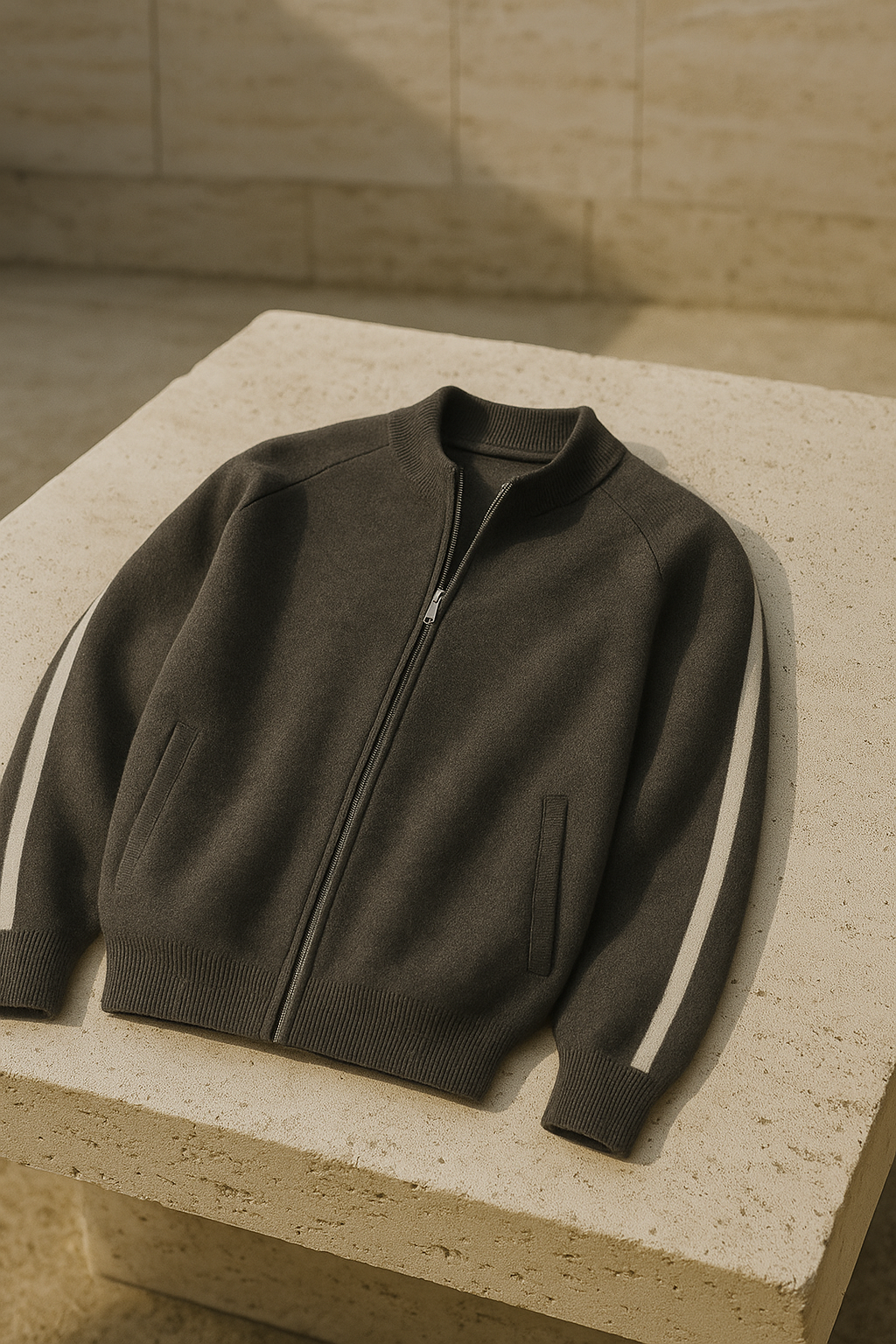 espyral Cashmere Zip Knit Dark Grey