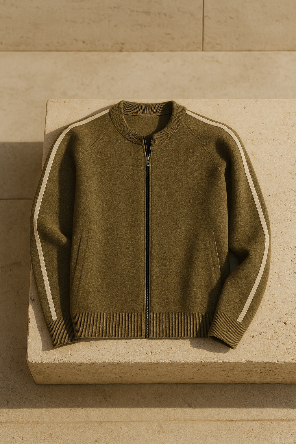 espyral Cashmere Zip Knit Olive