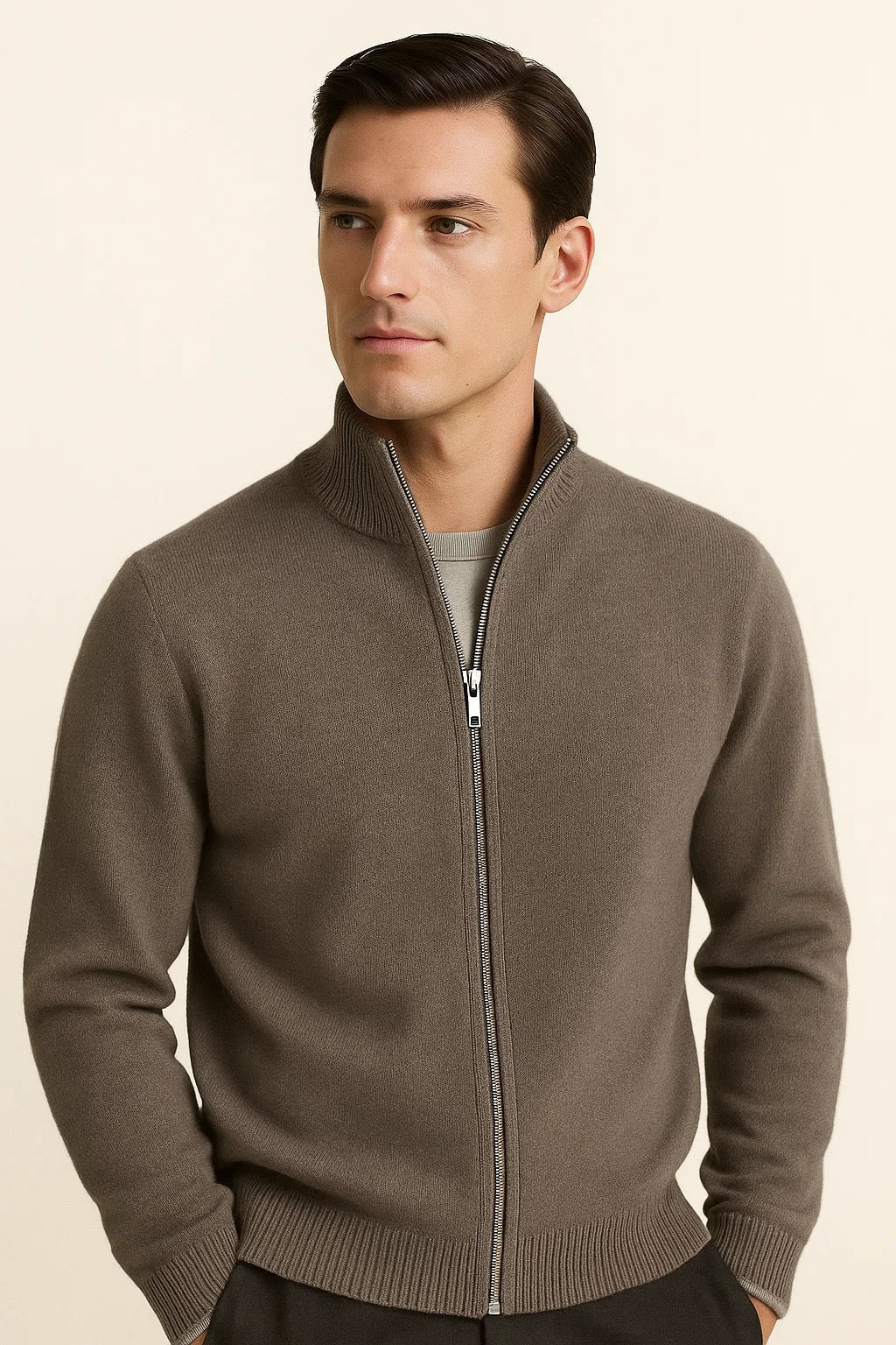 Leonardo Zip Cardigan Grey