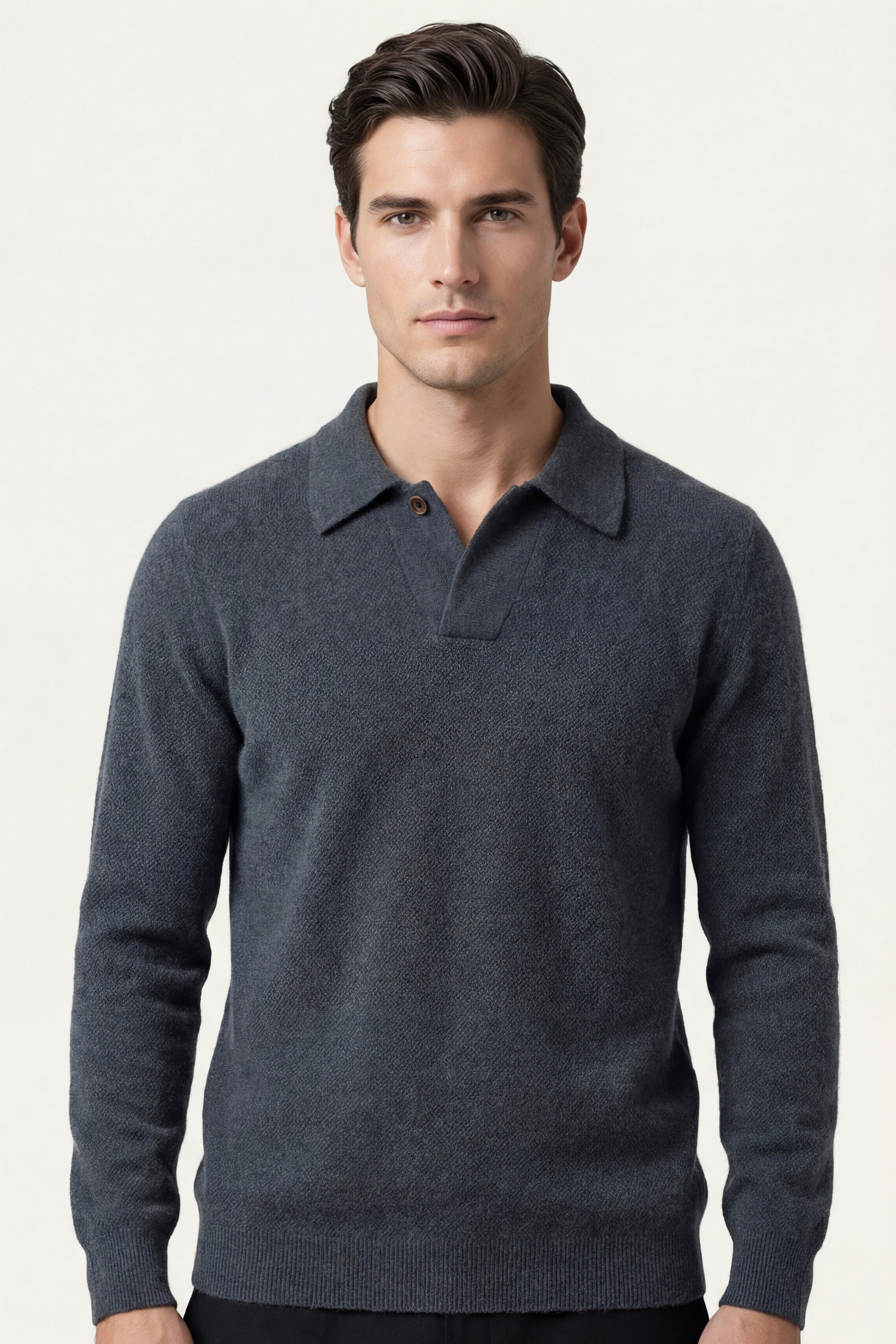 Ario Long Sleeve Polo Grey