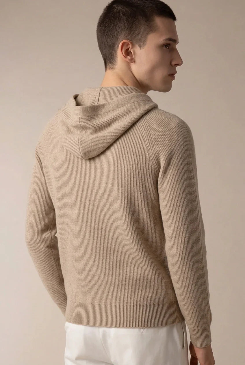 SIRO TAUPE CABLE KNIT HOODIE