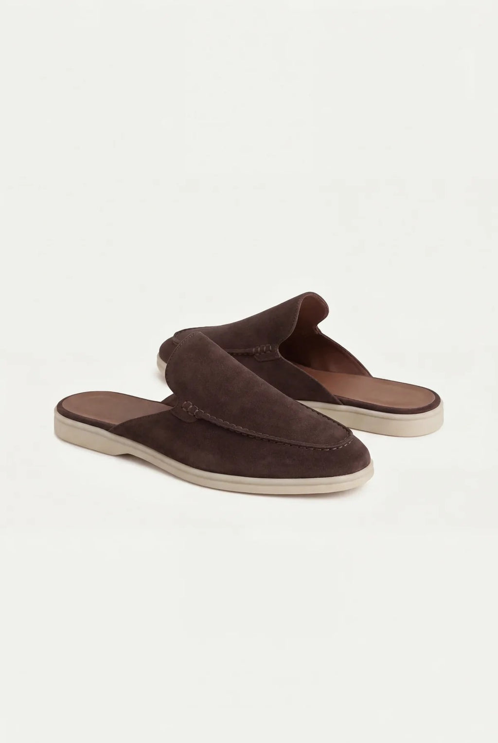 brown suede yacht mule