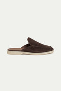 brown suede yacht mule