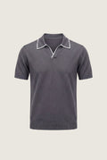 dark grey buttonless polo