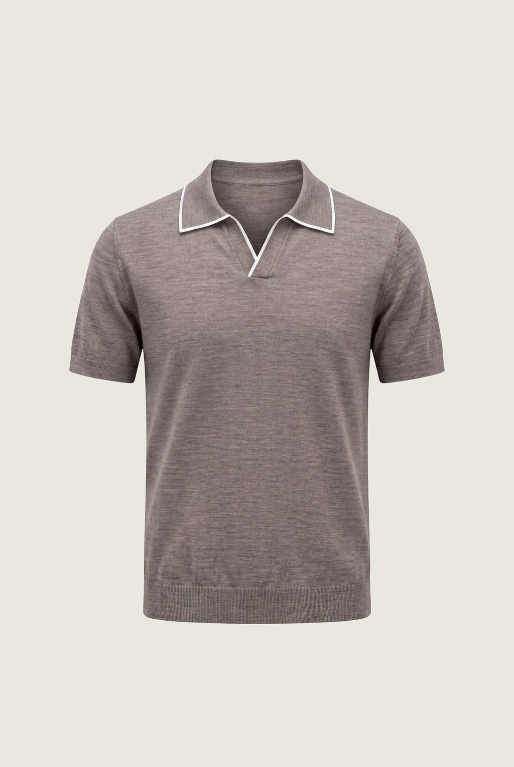 grey brown buttonless polo