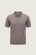 grey brown buttonless polo