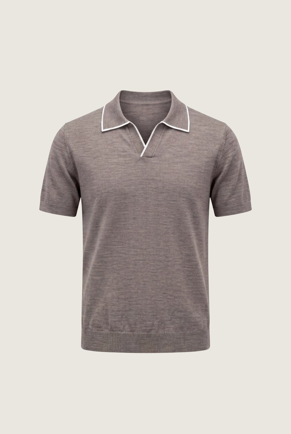 grey brown buttonless polo
