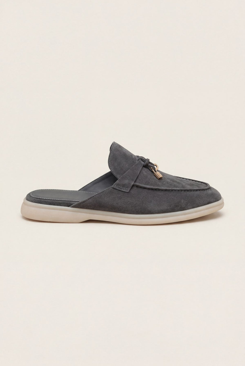 grey suede mule