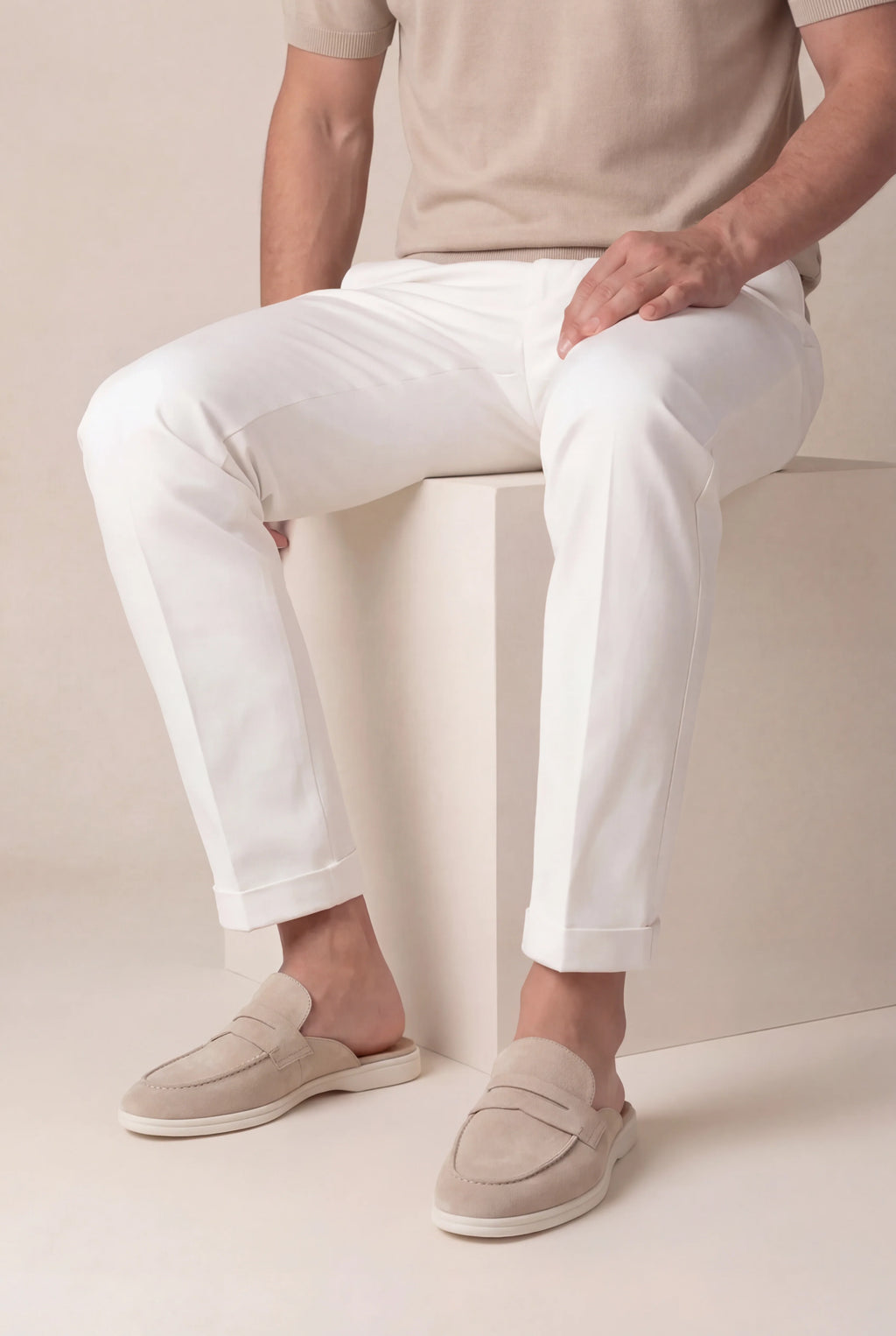 Beige Suède Portside Mule