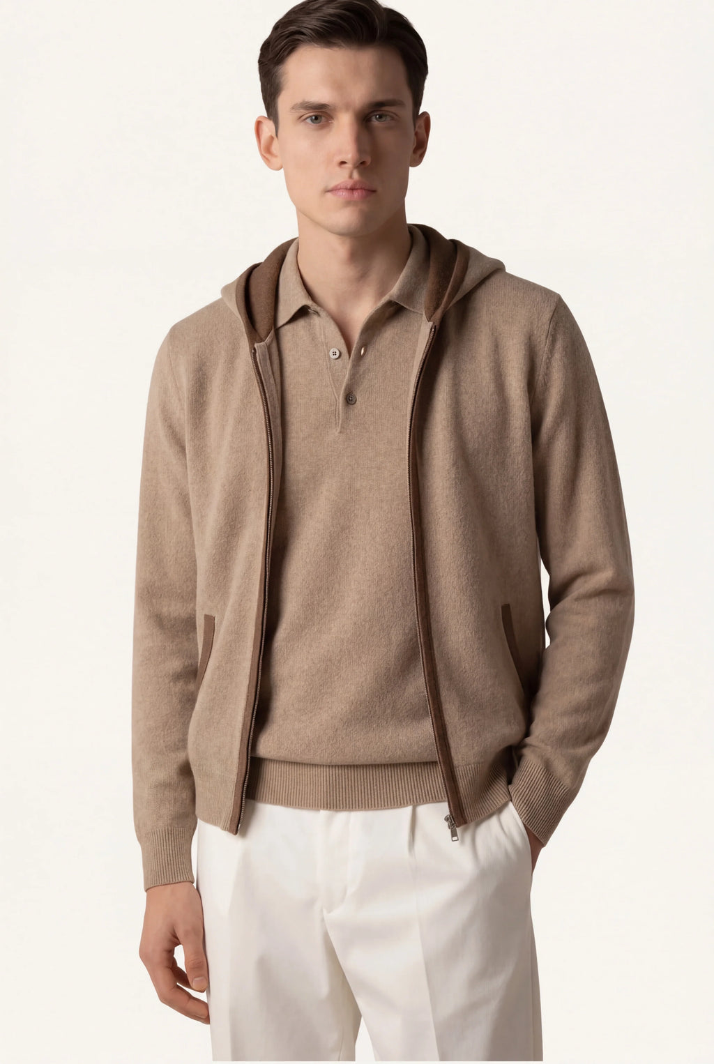 SANTONI CLASSIC HOODIE BROWN
