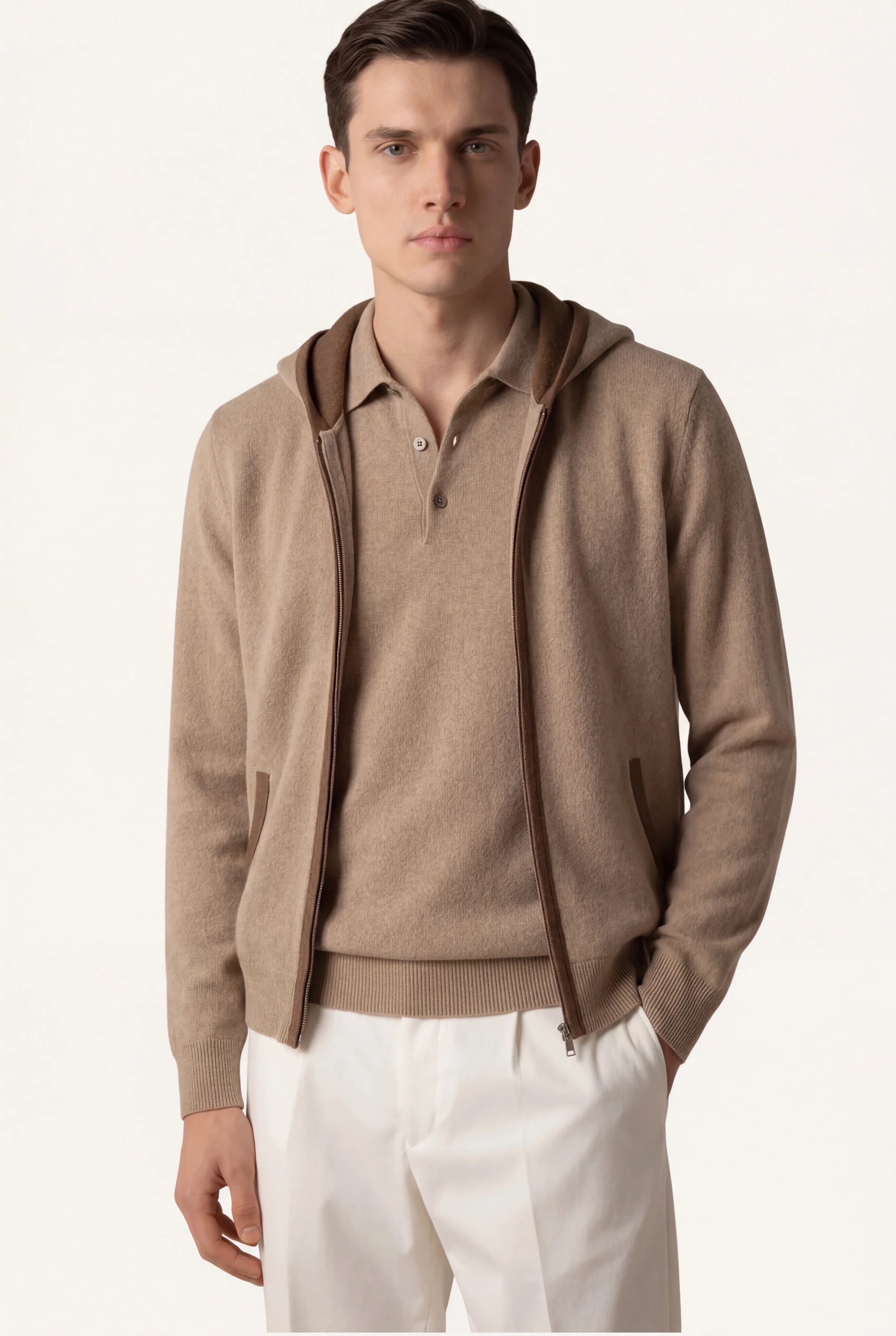 SANTONI CLASSIC HOODIE BROWN