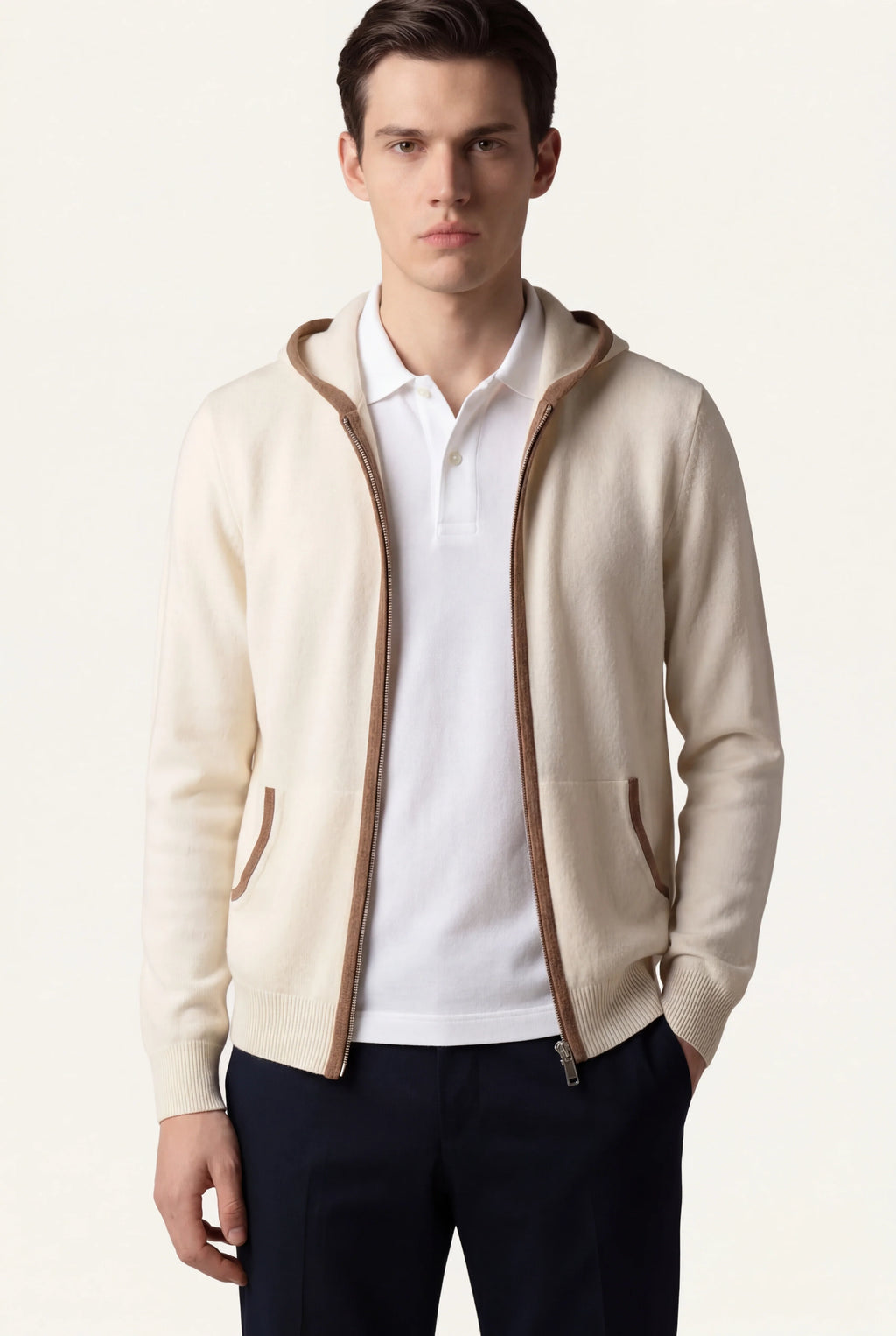 SANTONI CLASSIC HOODIE CREAM