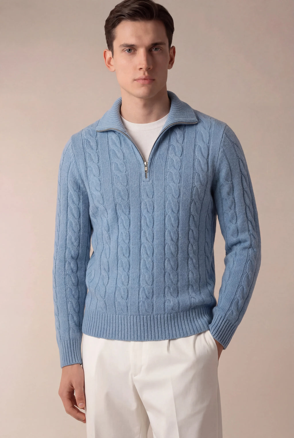 Sero Zip Knit Light Blue