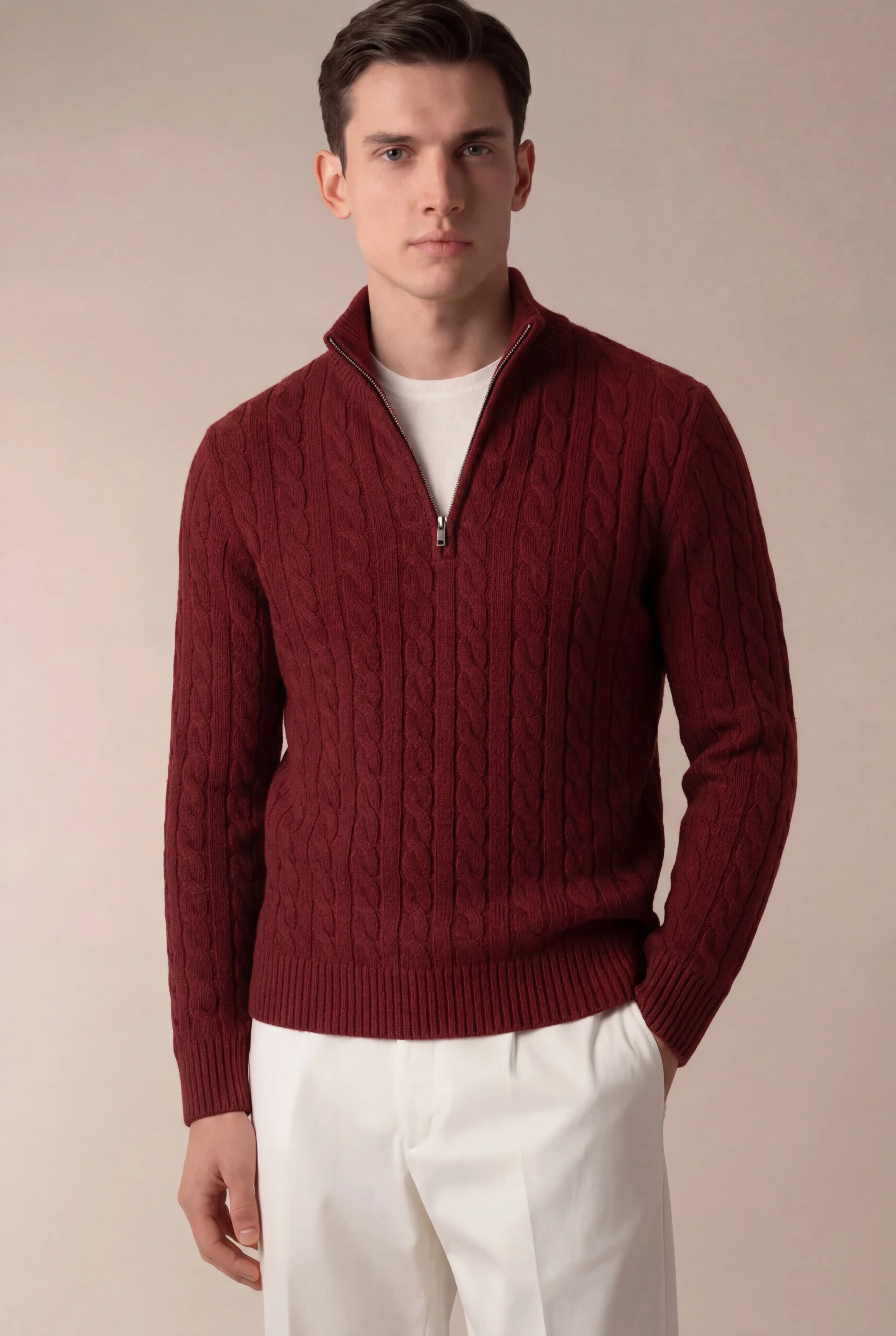 Sero Zip Knit Burgundy