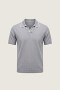 light grey buttonless polo