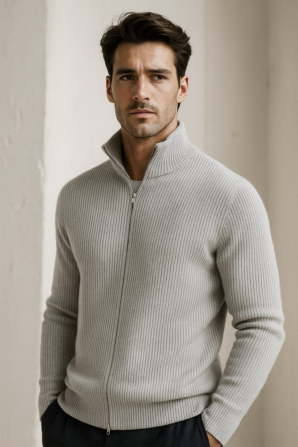 roma cashmere cardigan grey