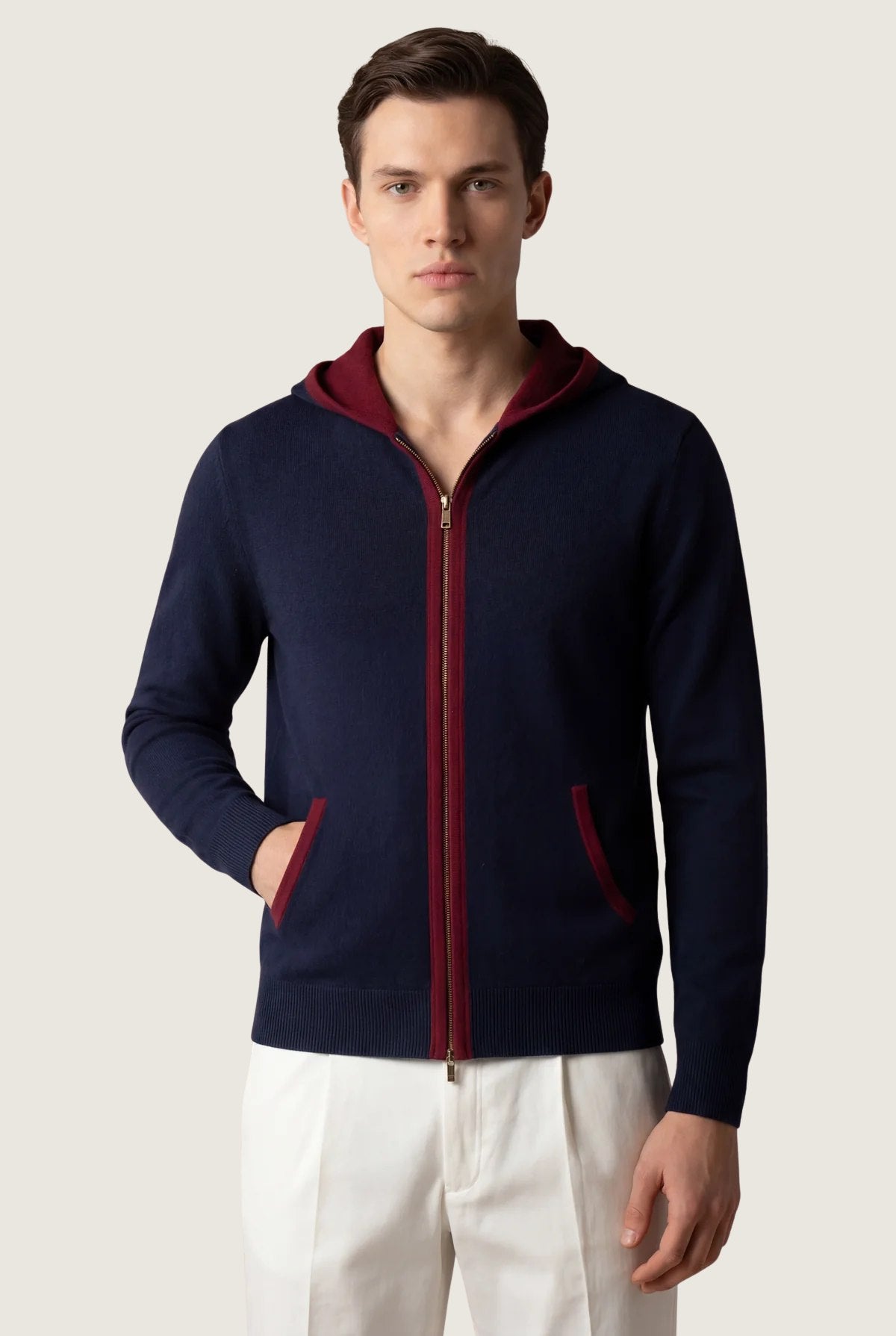 santoni classic hoodie navy