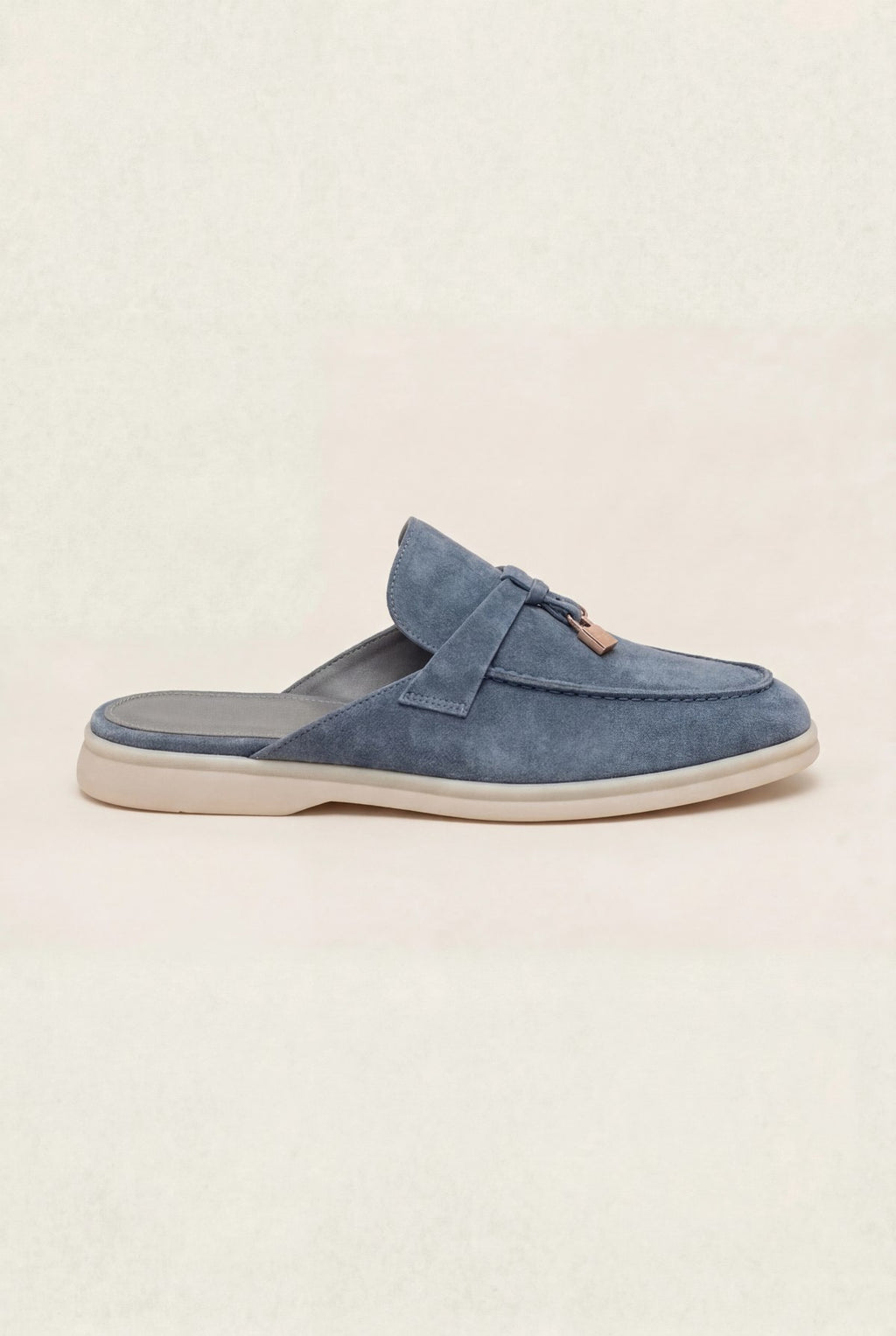suede blue grey explorer mule