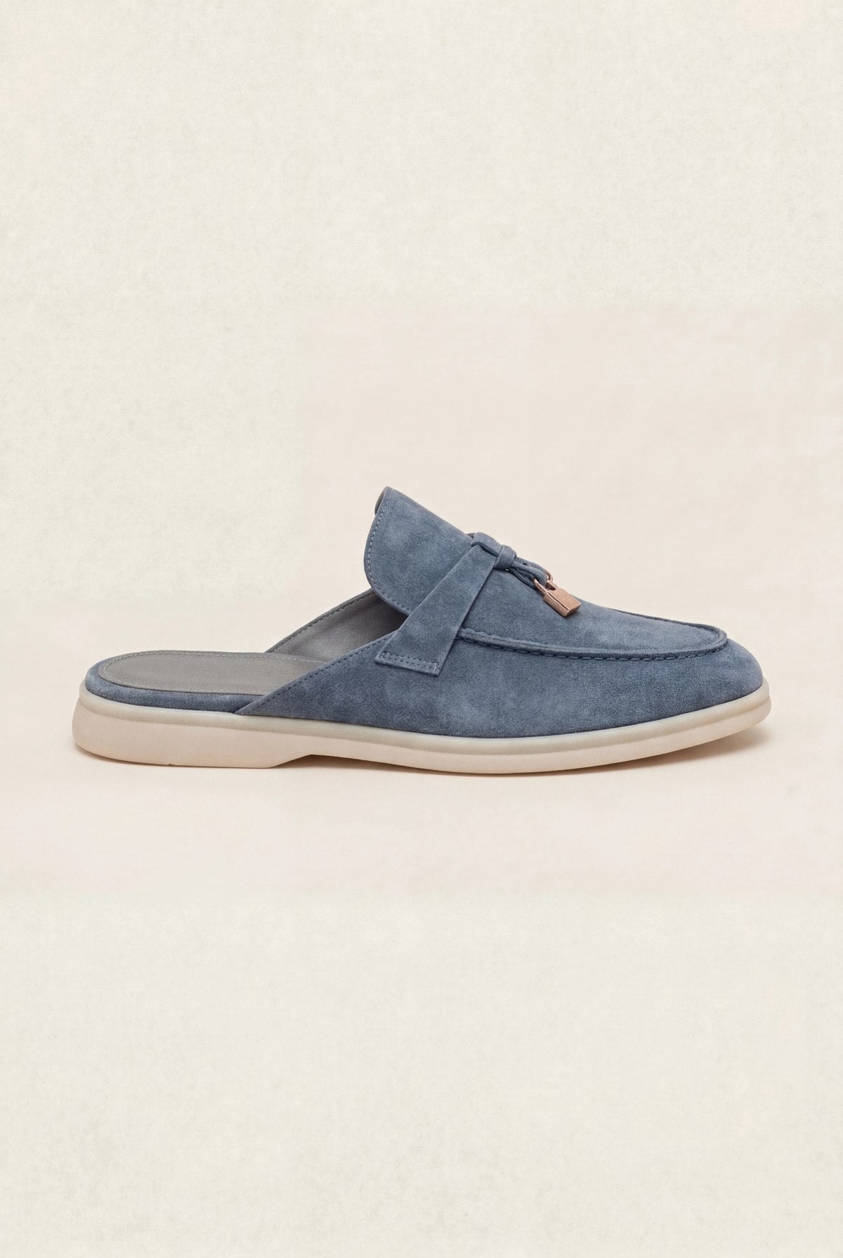 suede blue grey explorer mule