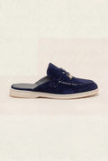 suede navy marina mule