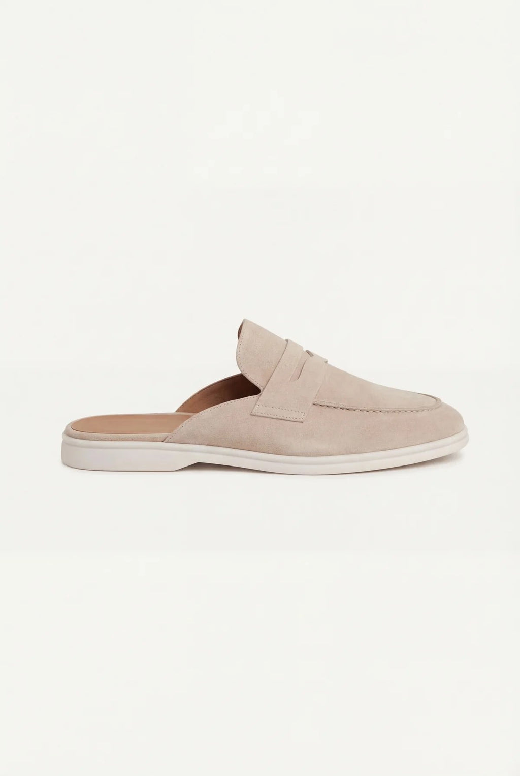 suede weekend mule beige
