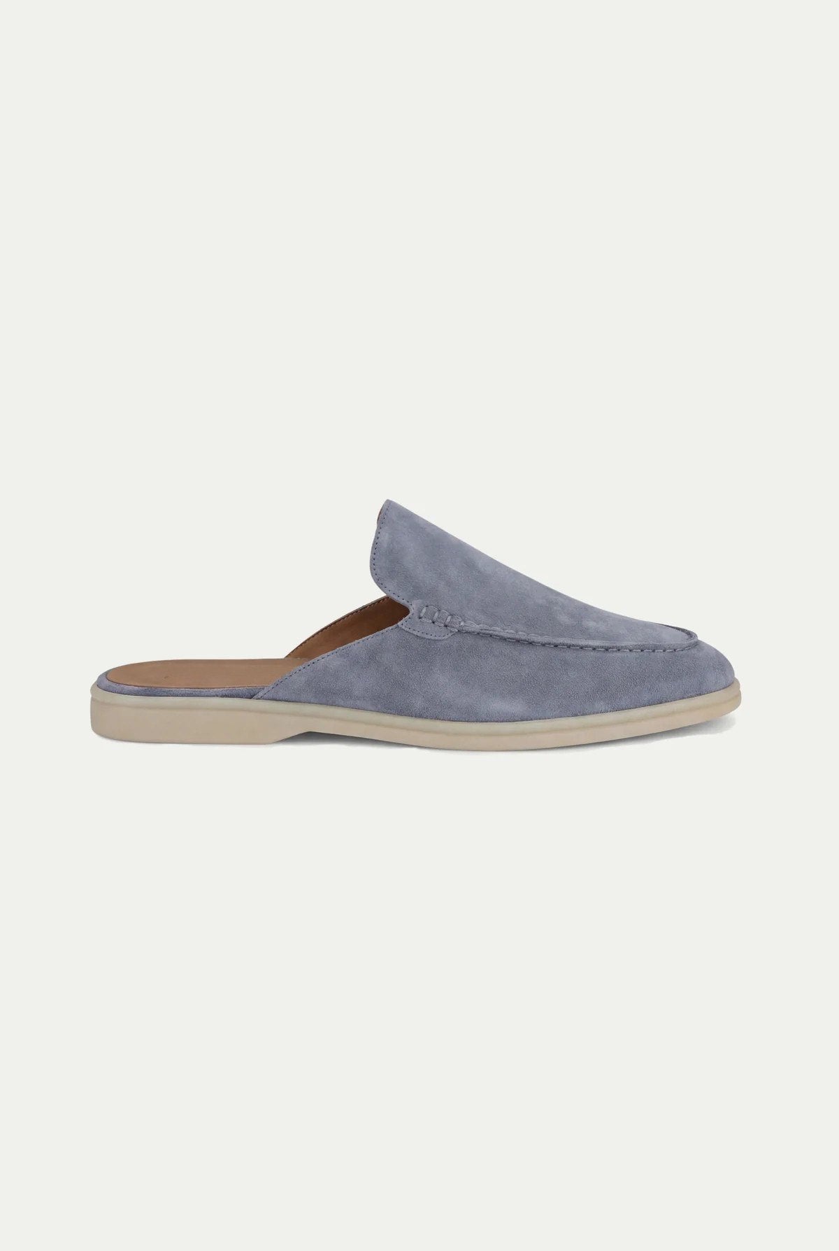 suede yacht mule baby blue