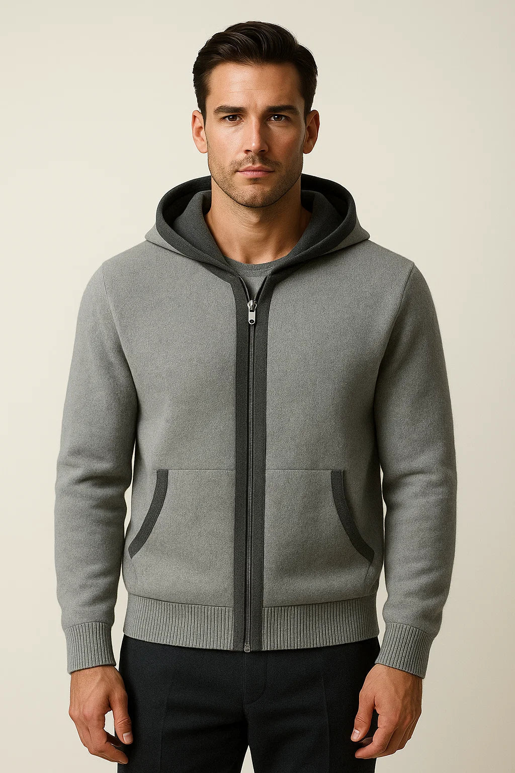 COMO HOODED CARDIGAN GREY