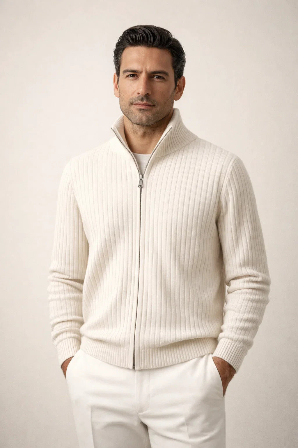 Enrico Zip Up Ivory