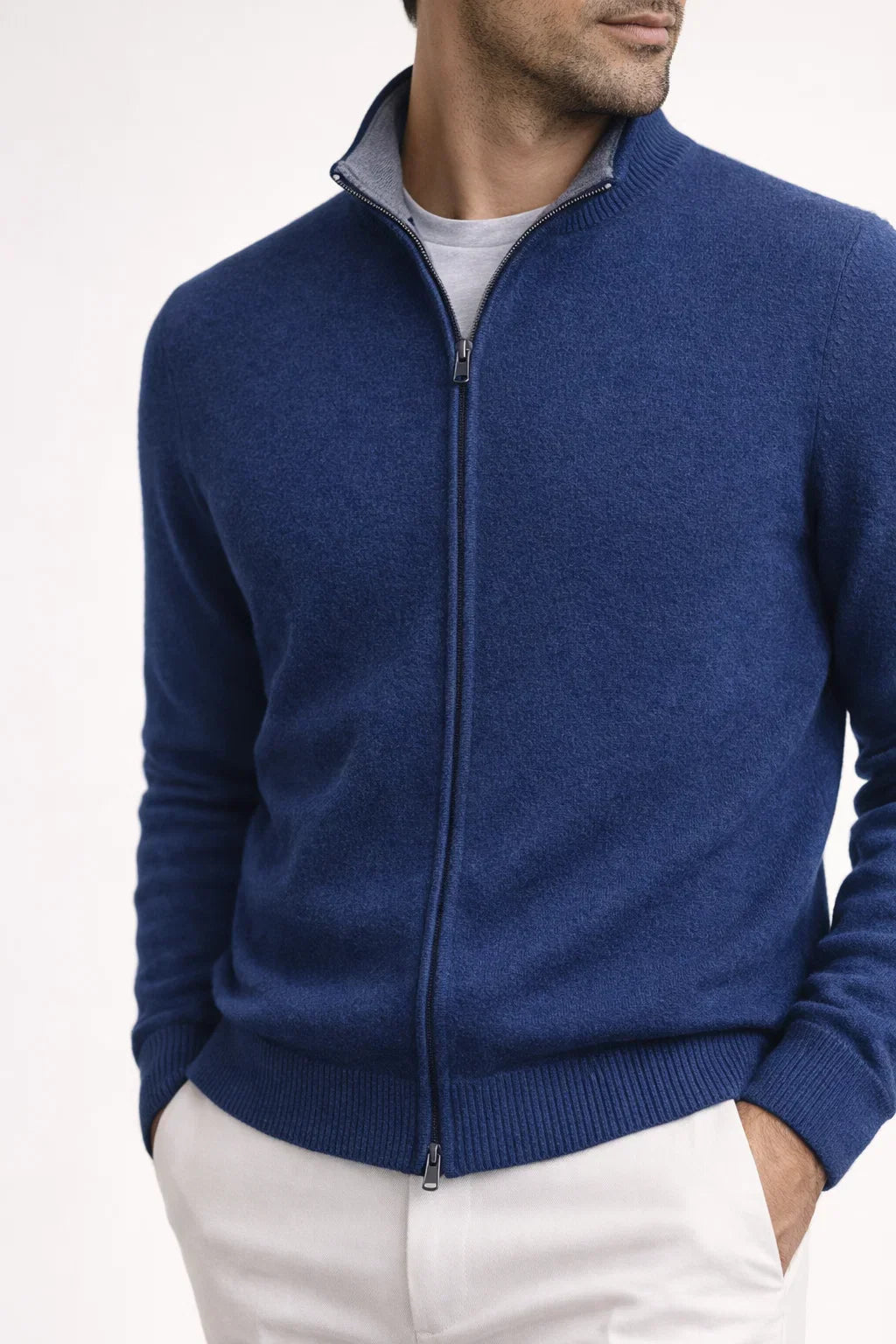 GEORGIO REVERSIBLE ZIP KNIT NAVY